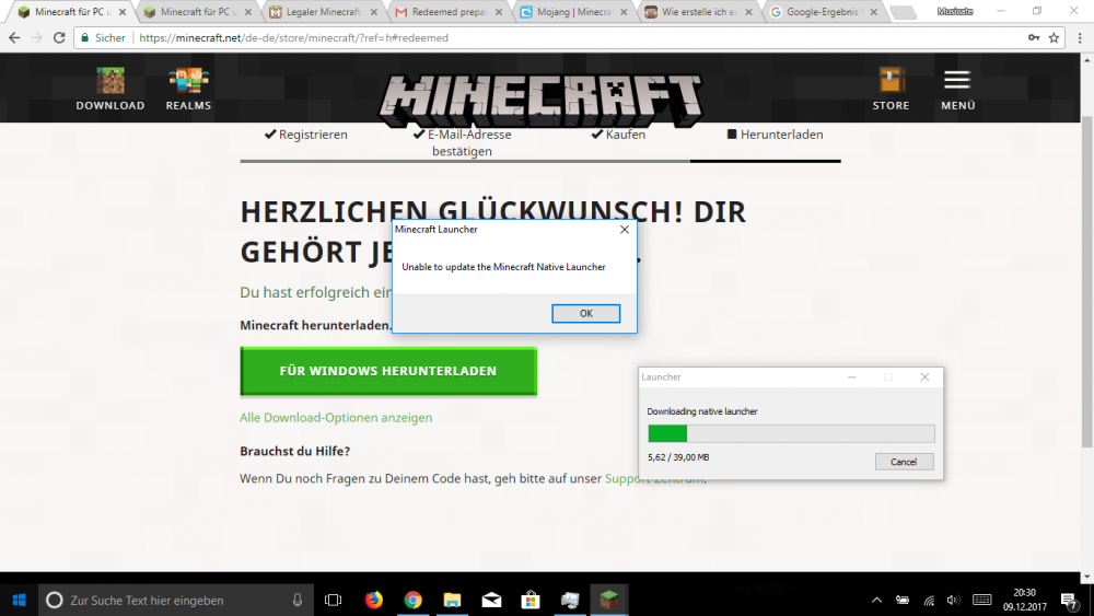 Minecraft Native Launcher kann nicht installiert werden 