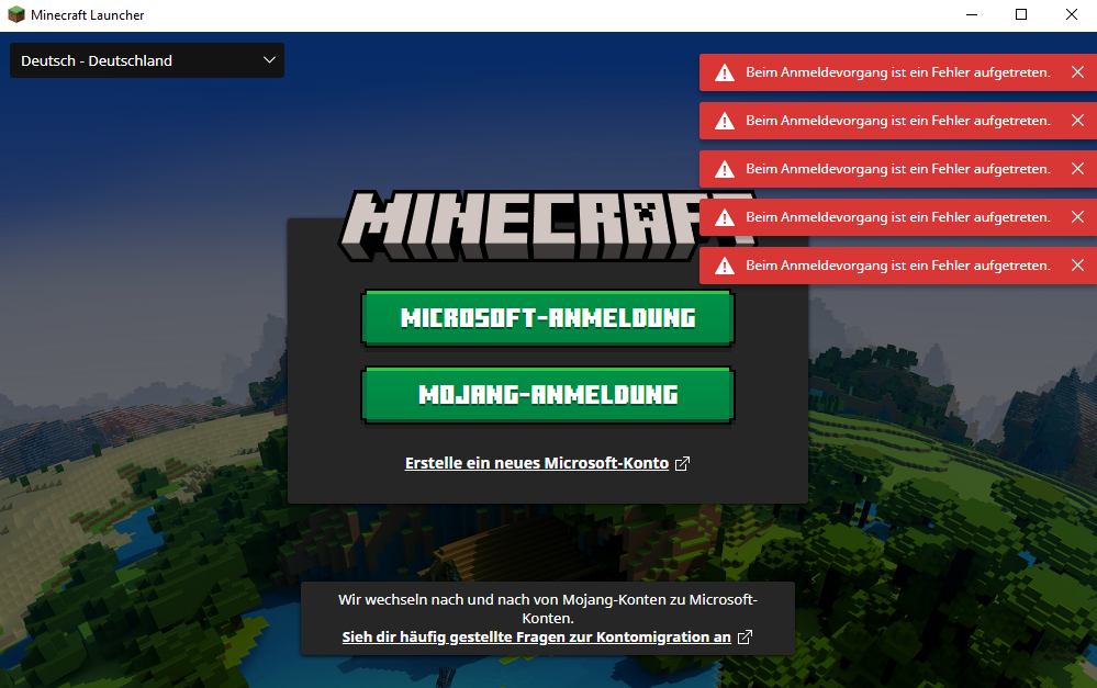 Minecraft Beim Anmeldevorgang Ist Ein Fehler Aufgetreten